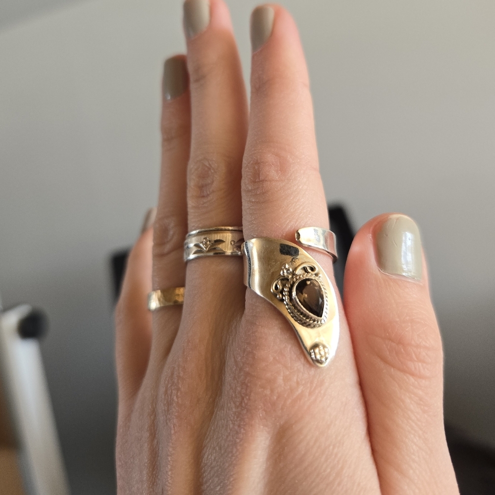 Gemstone Sterling Wrap Ring 832 - Picture 3 of 4